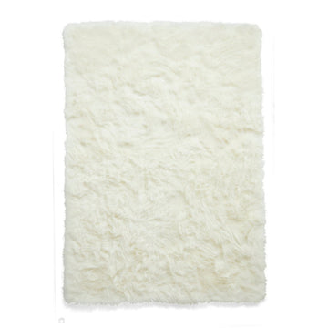 Polar Plush Plain Super Soft Fluffy Faux Fur Feel Textured Ultra Fine Yarn Acrylic Hand-Tufted Wispy Long Strand Shaggy Ivory Rug-Think Rugs-Rug Love - The Most Loved Rug Store